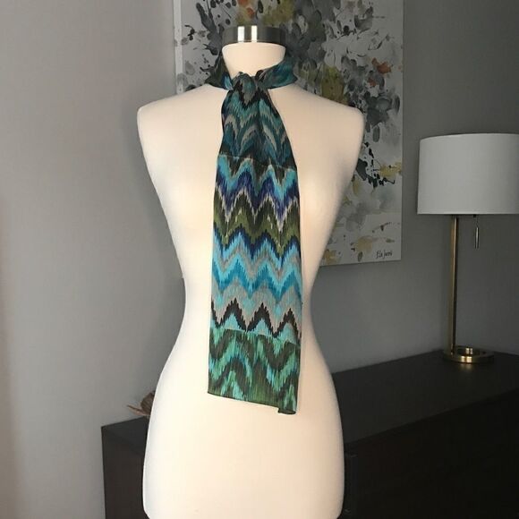 Echo Blue/Brown Chevron Print Scarf - Picture 2 of 8